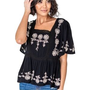 Embroidered Black Blouse